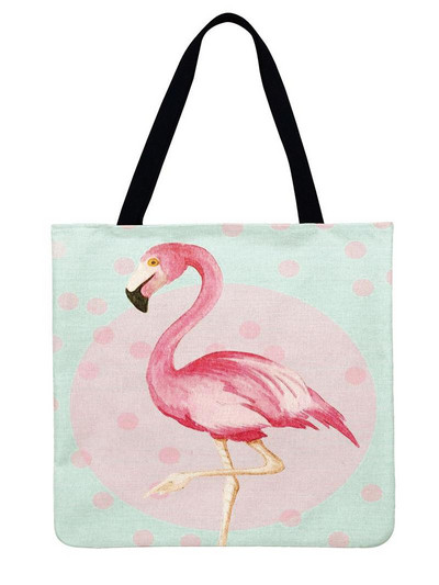 Ženska torba na rame, topla torba s uzorkom flaminga, ležerna lanena torba, torba za višekratnu upotrebu, torba za kupovinu, sklopiva torba za plažu, ručna torba