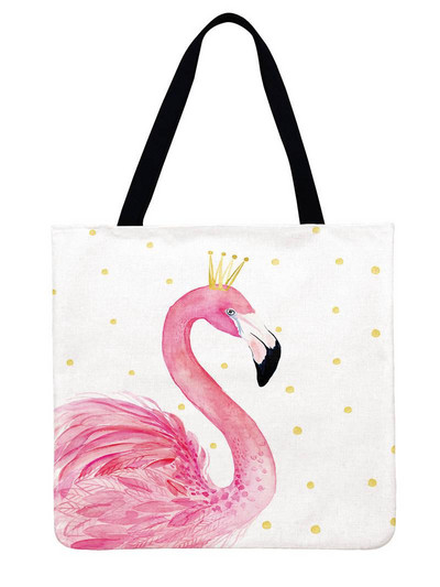 Ženska torba na rame, topla torba s uzorkom flaminga, ležerna lanena torba, torba za višekratnu upotrebu, torba za kupovinu, sklopiva torba za plažu, ručna torba