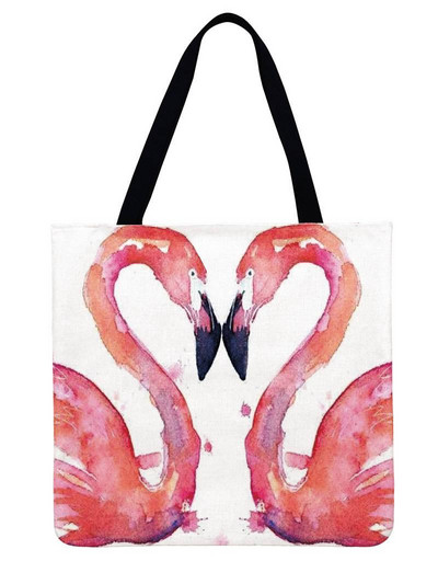 Ženska torba na rame, topla torba s uzorkom flaminga, ležerna lanena torba, torba za višekratnu upotrebu, torba za kupovinu, sklopiva torba za plažu, ručna torba