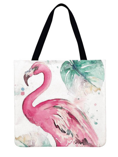 Ženska torba na rame, topla torba s uzorkom flaminga, ležerna lanena torba, torba za višekratnu upotrebu, torba za kupovinu, sklopiva torba za plažu, ručna torba