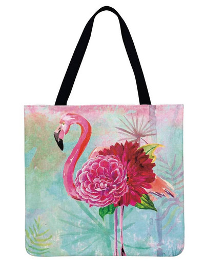 Ženska torba na rame, topla torba s uzorkom flaminga, ležerna lanena torba, torba za višekratnu upotrebu, torba za kupovinu, sklopiva torba za plažu, ručna torba