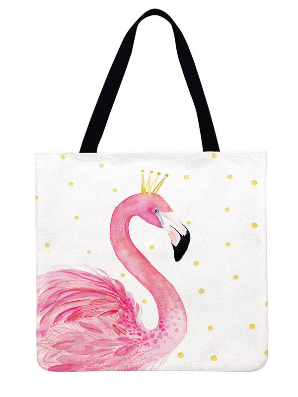 Ženska torba na rame, topla torba s uzorkom flaminga, ležerna lanena torba, torba za višekratnu upotrebu, torba za kupovinu, sklopiva torba za plažu, ručna torba