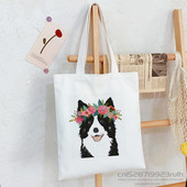 Border Collie Shopping Bag Shopper Eco Canvas Pamuk Shopper Bolsas De Tela Bag Shopping Sacolas za višekratnu upotrebu