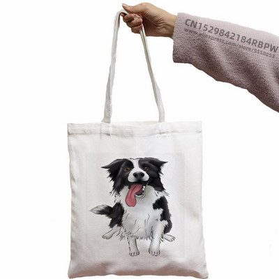 Border Collie Shopping Bag Shopper Eco Canvas Pamuk Shopper Bolsas De Tela Bag Shopping Sacolas za višekratnu upotrebu