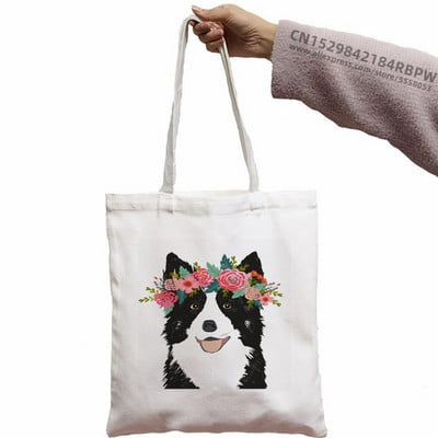 Border Collie Shopping Bag Shopper Eco Canvas Pamuk Shopper Bolsas De Tela Bag Shopping Sacolas za višekratnu upotrebu