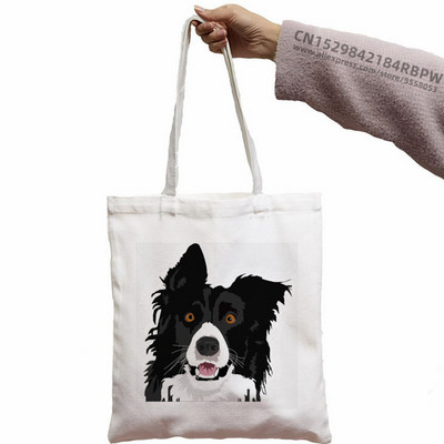 Border Collie Shopping Bag Shopper Eco Canvas Pamuk Shopper Bolsas De Tela Bag Shopping Sacolas za višekratnu upotrebu