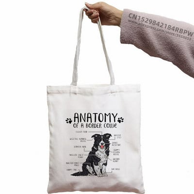 Border Collie Shopping Bag Shopper Eco Canvas Pamuk Shopper Bolsas De Tela Bag Shopping Sacolas za višekratnu upotrebu