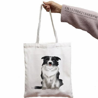 Border Collie Shopping Bag Shopper Eco Canvas Pamuk Shopper Bolsas De Tela Bag Shopping Sacolas za višekratnu upotrebu