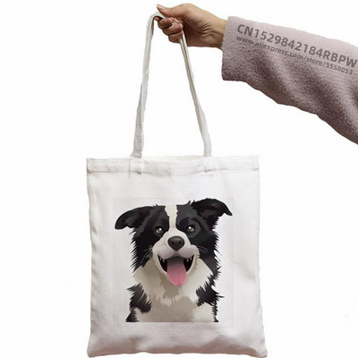 Border Collie Shopping Bag Shopper Eco Canvas Pamuk Shopper Bolsas De Tela Bag Shopping Sacolas za višekratnu upotrebu