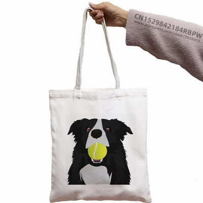 Border Collie Shopping Bag Shopper Eco Canvas Pamuk Shopper Bolsas De Tela Bag Shopping Sacolas za višekratnu upotrebu