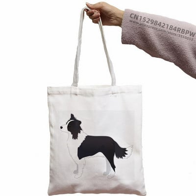 Border Collie Shopping Bag Shopper Eco Canvas Pamuk Shopper Bolsas De Tela Bag Shopping Sacolas za višekratnu upotrebu
