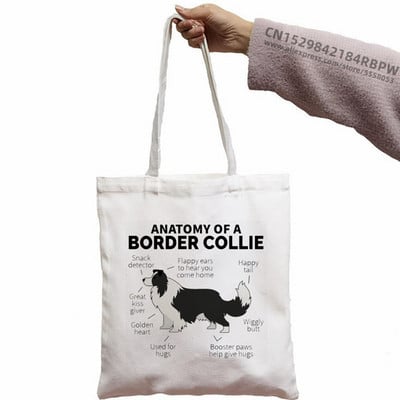 Border Collie Shopping Bag Shopper Eco Canvas Pamuk Shopper Bolsas De Tela Bag Shopping Sacolas za višekratnu upotrebu