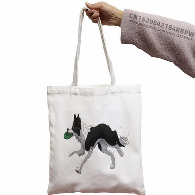Border Collie Shopping Bag Shopper Eco Canvas Pamuk Shopper Bolsas De Tela Bag Shopping Sacolas za višekratnu upotrebu