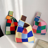 Μίνι φορητή πλεκτή τσάντα καρπού Γυναικεία επαναχρησιμοποιήσιμη τσάντα λαβής με κόμπο Τσάντα χειρολαβής Απλές ιαπωνικές τσάντες Τσάντες τσάντα αγορών Τσάντα κλειδιού τηλεφώνου