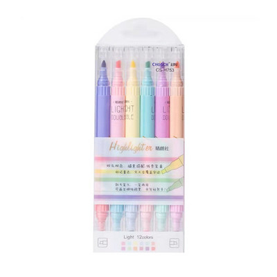 6 vnt. Dvigubo galiuko paryškinimo rašikliai Kawaii Candy Color Manga žymekliai „Pasidaryk pats“ žurnalas Pastelinis paryškinimo rinkinys Korėjos raštinės reikmenys