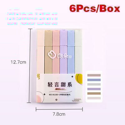 6 tk/komplekt Morandi värviline pehme peaga esiletõstja Helevärviline DIY fotoalbumi päevik Fluorestseeruv õpilaste joonistusmarker pliiats kirjatarbed