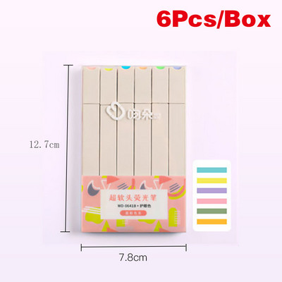 6 tk/komplekt Morandi värviline pehme peaga esiletõstja Helevärviline DIY fotoalbumi päevik Fluorestseeruv õpilaste joonistusmarker pliiats kirjatarbed