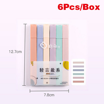 6 tk/komplekt Morandi värviline pehme peaga esiletõstja Helevärviline DIY fotoalbumi päevik Fluorestseeruv õpilaste joonistusmarker pliiats kirjatarbed