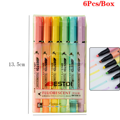 6 tk/komplekt Morandi värviline pehme peaga esiletõstja Helevärviline DIY fotoalbumi päevik Fluorestseeruv õpilaste joonistusmarker pliiats kirjatarbed