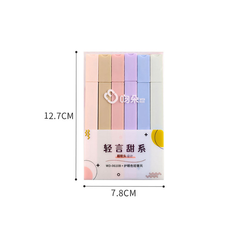 6 tk/komplekt Morandi värviline pehme peaga esiletõstja Helevärviline DIY fotoalbumi päevik Fluorestseeruv õpilaste joonistusmarker pliiats kirjatarbed