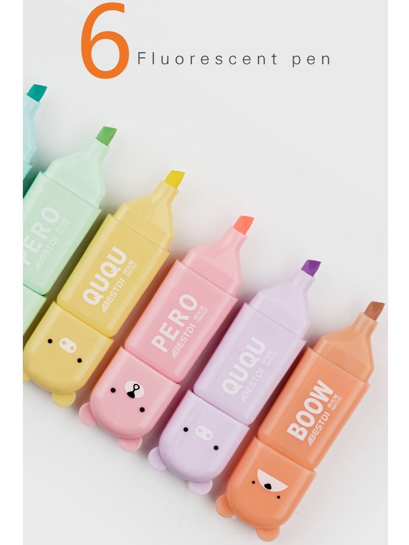 4/5/6kom crtanih medvjedića Set markera za označavanje boja 1-3 mm kosi vrh Spot Liner Alati za označavanje crteža Škola F283