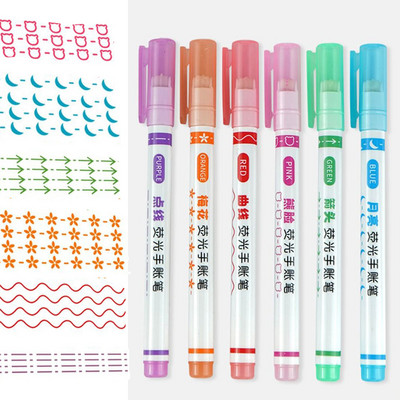 6Pcs Curve Highlighter Olovka u obliku cvijeta Curve Line Highlighter Višestruki oblici Markeri za grafite Olovka Roller Tip Art Stationery