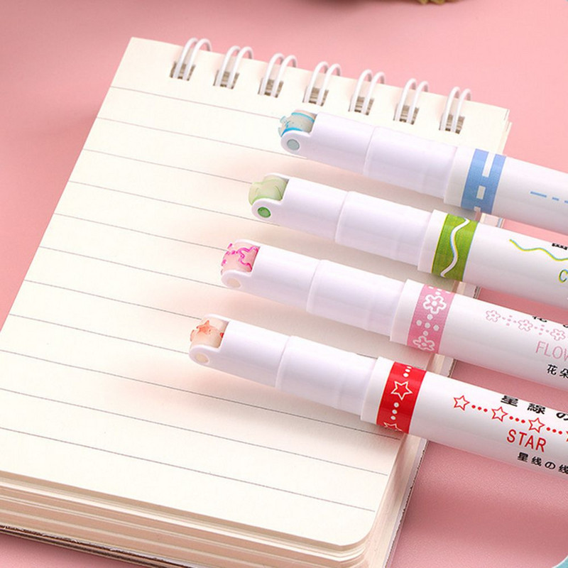 6Pcs Curve Highlighter Olovka u obliku cvijeta Curve Line Highlighter Višestruki oblici Markeri za grafite Olovka Roller Tip Art Stationery