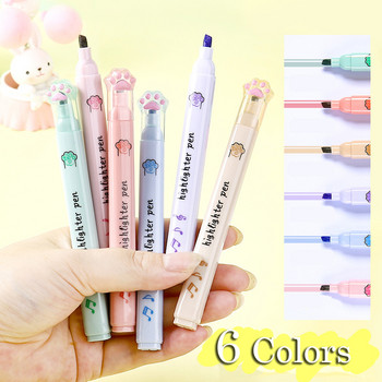 6 PCS маркери Пастелни химикалки Комплект цветни маркери Цветни химикалки Kawaii Сладки за деца Канцеларски материали Естетични офис ученически пособия