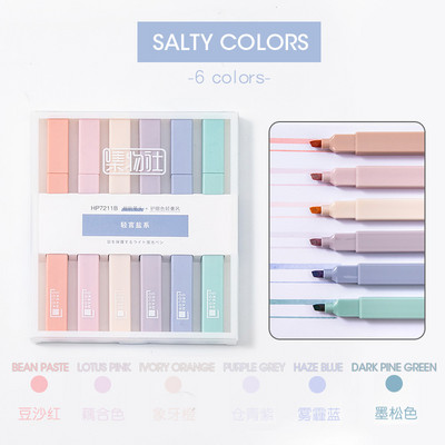 Andstal 6τμχ/Παρτίδα Morandi Σετ μαρκαδόρων 24 χρωμάτων Παστέλ Φλουό για Σχολικό Κείμενο Μαρκαδόροι Μίνι Μίνι Μαρκαδόροι με τσόχα