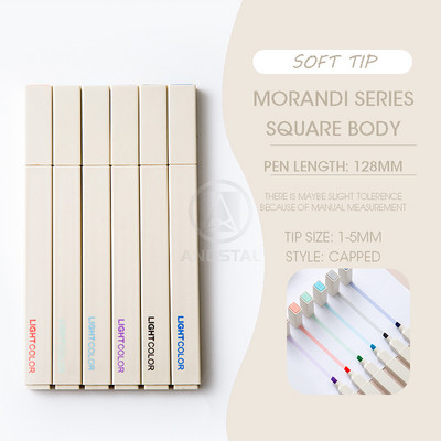 Andstal 6τμχ/Παρτίδα Morandi Σετ μαρκαδόρων 24 χρωμάτων Παστέλ Φλουό για Σχολικό Κείμενο Μαρκαδόροι Μίνι Μίνι Μαρκαδόροι με τσόχα