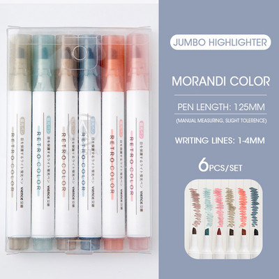 Andstal 6τμχ/Παρτίδα Morandi Σετ μαρκαδόρων 24 χρωμάτων Παστέλ Φλουό για Σχολικό Κείμενο Μαρκαδόροι Μίνι Μίνι Μαρκαδόροι με τσόχα