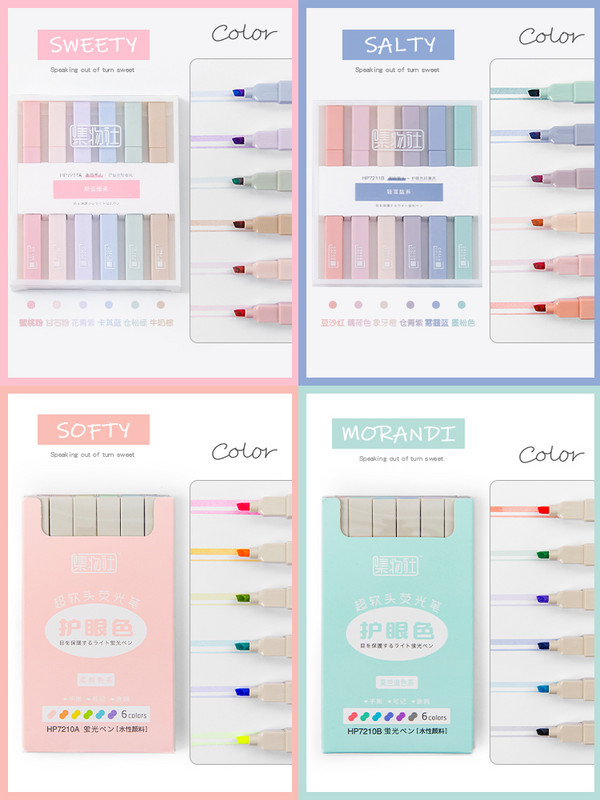 Andstal 6τμχ/Παρτίδα Morandi Σετ μαρκαδόρων 24 χρωμάτων Παστέλ Φλουό για Σχολικό Κείμενο Μαρκαδόροι Μίνι Μίνι Μαρκαδόροι με τσόχα