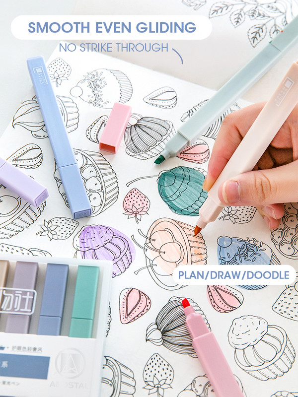 Andstal 6τμχ/Παρτίδα Morandi Σετ μαρκαδόρων 24 χρωμάτων Παστέλ Φλουό για Σχολικό Κείμενο Μαρκαδόροι Μίνι Μίνι Μαρκαδόροι με τσόχα