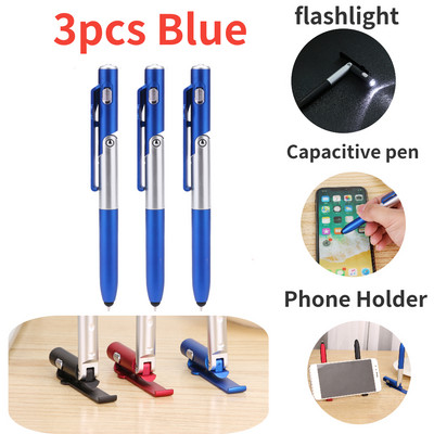 3 vnt. 4 viename daugiafunkcinis sulankstomas tušinukas LED lemputė mobiliojo telefono stovo laikiklis Studentų rašiklio mokyklinis biuro raštinės reikmenys