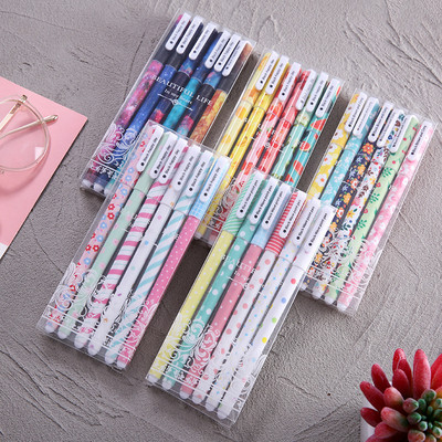 6 бр./компл. Сладки гел химикалки 0,38 mm цветна писалка с мастило Kawaii Ballpoint Офис консумативи Училищни Canetas Boligrafos Подарък Канцеларски материали