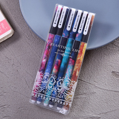 6 ks/sada roztomilých gélových pier 0,38 mm farebné atramentové roll-on pero Kawaii guľôčkové pero kancelárske potreby školské potreby darčekové písacie potreby
