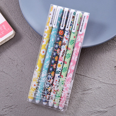 6 ks/sada roztomilých gélových pier 0,38 mm farebné atramentové roll-on pero Kawaii guľôčkové pero kancelárske potreby školské potreby darčekové písacie potreby