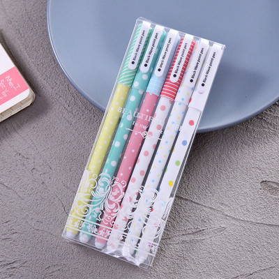 6 ks/sada roztomilých gélových pier 0,38 mm farebné atramentové roll-on pero Kawaii guľôčkové pero kancelárske potreby školské potreby darčekové písacie potreby