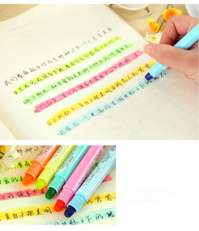 Lijepe kreativne tiskanice, čvrsti fluorescentni potezi usredotočeni su na fluorescentne markere, olovka u boji učenici, boja slatkiša, mala, svježa