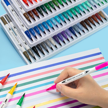 12 цвята Художествени маркери за оцветяване, фини и четки Писалка с двоен връх Доставчик на произведения на изкуството за книги за оцветяване на манга План за рисуване Скрапбук