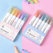 6 bucăți/lot Highlighter Pen Pastel Markers Pix fluorescent Acuarele Highlighters Desen Pictură Artă Stationary Rechizite școlare