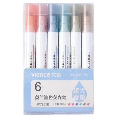 6 bucăți/lot Highlighter Pen Pastel Markers Pix fluorescent Acuarele Highlighters Desen Pictură Artă Stationary Rechizite școlare