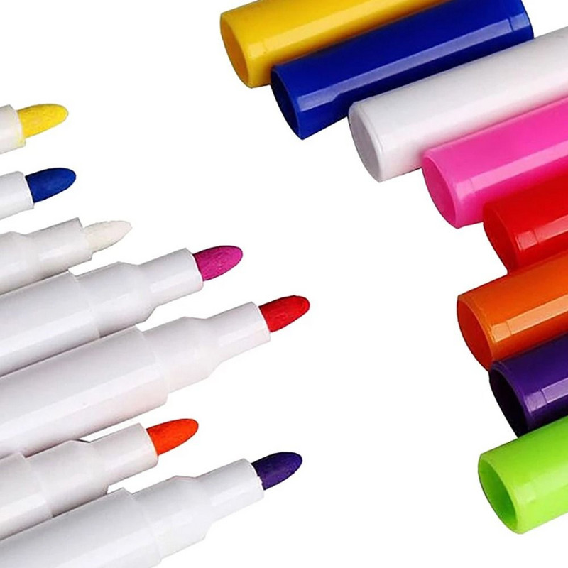 12 gab. Šķidrās krīta marķieru pildspalvas, ūdenī šķīstošas daudzkrāsainas marķieru pildspalvas, rakstāmdēlis, stikla logu māksla.