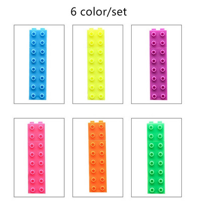 6db mini építőkocka toll színes kiemelő jelölőtoll kreatív rajz gyerek ajándék írószer Irodai iskolai művészeti kellékek H6201
