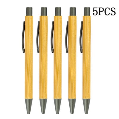 5db luxus bambusz fa golyóstoll, 1,0 mm-es golyóstoll, fekete tintával, üzleti aláírású toll irodaszerek iskolai írószerek