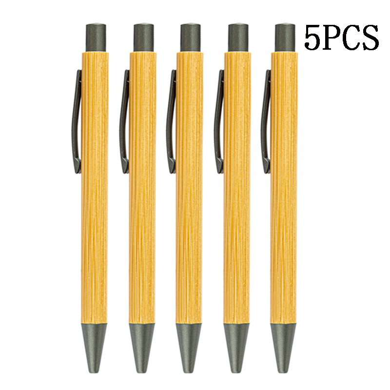 5db luxus bambusz fa golyóstoll, 1,0 mm-es golyóstoll, fekete tintával, üzleti aláírású toll irodaszerek iskolai írószerek