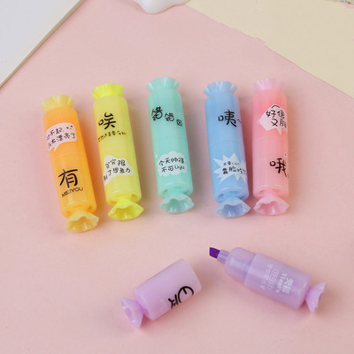 1 τμχ Cute Mini Highlighter Lovely Cartoon Paint Marker Στυλό Σχολικό Γραφείο Προμήθειες Γραφείου Γραφείου Κάψουλα Vitamin Kawaii Funny
