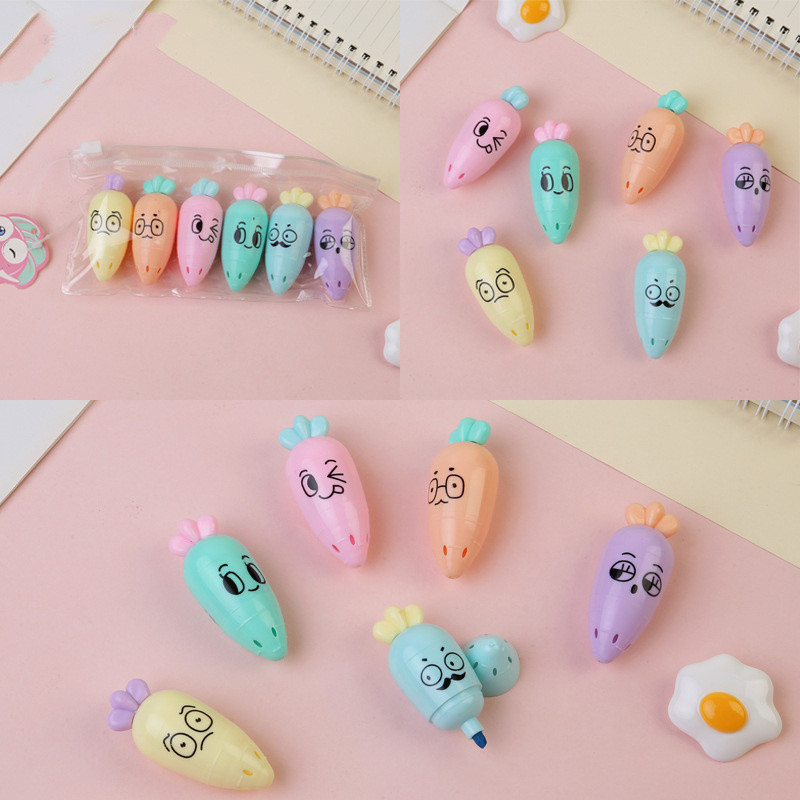 1 τμχ Cute Mini Highlighter Lovely Cartoon Paint Marker Στυλό Σχολικό Γραφείο Προμήθειες Γραφείου Γραφείου Κάψουλα Vitamin Kawaii Funny