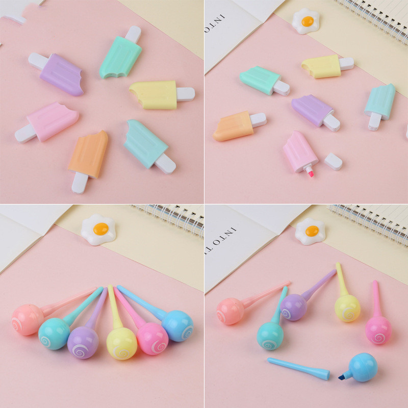 1 τμχ Cute Mini Highlighter Lovely Cartoon Paint Marker Στυλό Σχολικό Γραφείο Προμήθειες Γραφείου Γραφείου Κάψουλα Vitamin Kawaii Funny