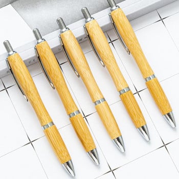 Σχεδιασμός μόδας Pure Bamboo Press Ballpoint Στυλό Business Men Writing Gift Stand Can Make brand Logo 0,5mm